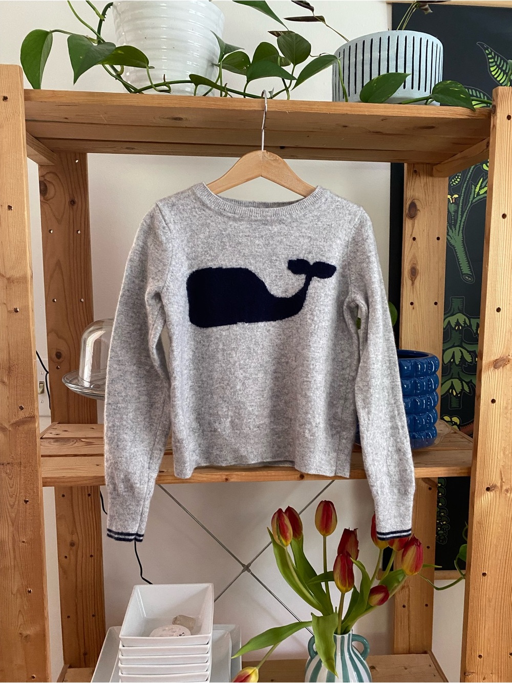 Vineyard Vines Cashmere Wool Blend Whale Crewneck Sweater Medium - Picture 2 of 15
